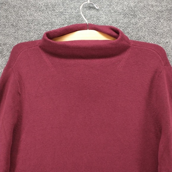 J. Jill Women's Pullover Knit Sweater Red Burgundy Medium Long Sleeve Mock Neck - Picture 4 of 13